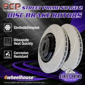 Rear BCP Slotted & Dimpled Disc Brake Rotors for Ford F250 F350 4WD SRW 99 - 05