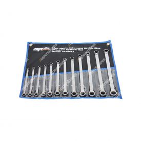 SP Tools 12 Pcs Double Ring Gear Drive Spanner Set - Extra Long 0 Degree Offset