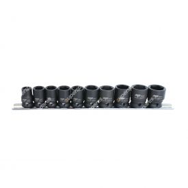 SP Tools 10 Pieces of 3/8 inch Drive Impact Socket Rail Set - 6 Point Metric