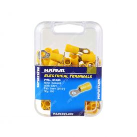 Narva 5.0mm Yellow Ring terminal flared vinyl & insulated - 56186
