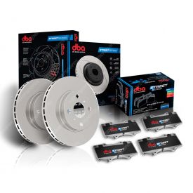 DBA Rear Street En-Shield Disc Brake Rotors & Brake Pads DBA2577E & DB1265SS