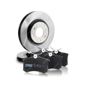 Front TRW Disc Brake Rotors + Disc Brake Pads Set DF2390S & GDB1724