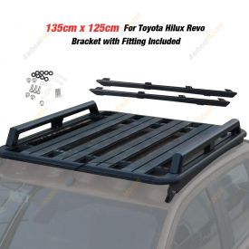 135x125cm Al-Alloy HD Roof Rack Flat Platform & Rails for Toyota Hilux Revo N80