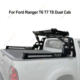 Sports Bar Roll Bar with Tray & Top Basket 4 LEDS for Ford Ranger Dual Cab