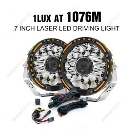 7Inch Laser LED Driving Osram Spot Lights Round Headlights + Wiring Loom Harness