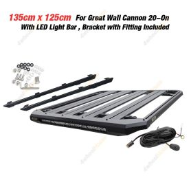 135x125cm Roof Rack Flat Platform with LED Light Bar for GWM Great Wall Cannon