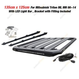 135x125cm Roof Rack Flat Platform with Light Bar for Mitsubishi Triton ML MN