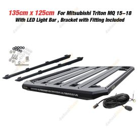 135x125cm Roof Rack Flat Platform with LED Light Bar for Mitsubishi Triton MQ