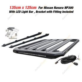 135x125cm Roof Rack Flat Platform with LED Light Bar for Nissan Navara NP300
