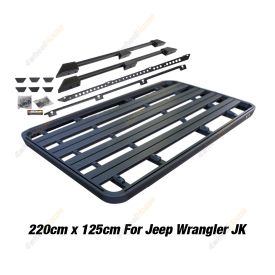 220x125cm Roof Rack Flat Platform with Rails & Bracket for Jeep Wrangler JK