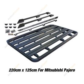 220x125cm Roof Rack Flat Platform with Rails & Bracket for Mitsubishi Pajero