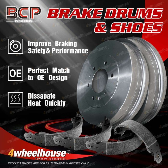 BCP Rear Brake Shoes + Brake Drums for Ford F150 4.9L 1987-1990 Premium Quality