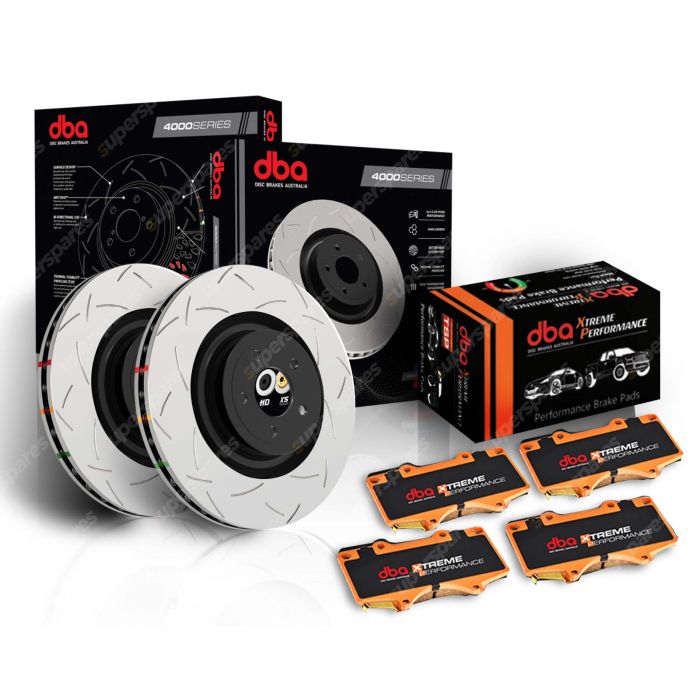 DBA Front 4000 T3 Slotted Disc Rotors & Xtreme Brake Pads DBA42968S & DB15025XP