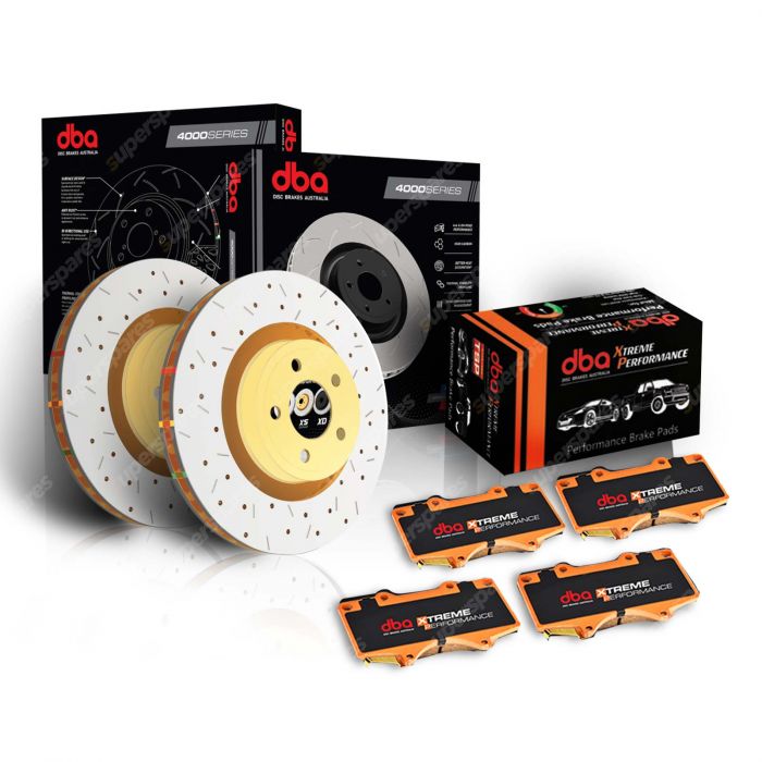 DBA Rear 4000 XS Gold Disc Rotors & Xtreme Brake Pads DBA42245XS & DB1677XP