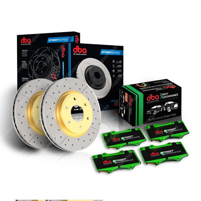 DBA Rear Street X-Gold Disc Rotors & Performance Brake Pads DBA2108X & DB1675SP